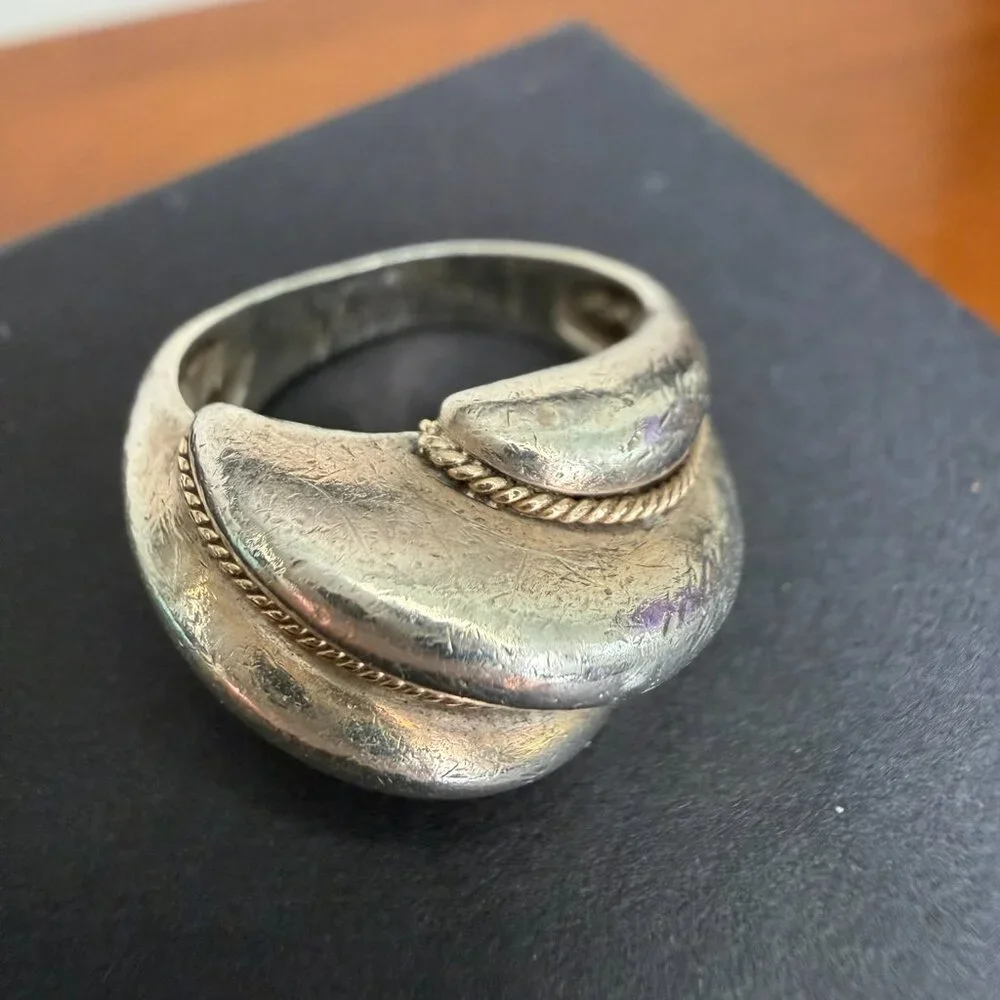 Vintage Tiffany & Co. Shrimp Dome Ring 925 and 14K size 4.5